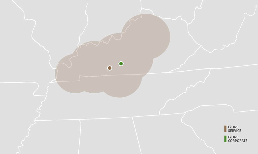 Lyons Mechanical Service Coverage Map